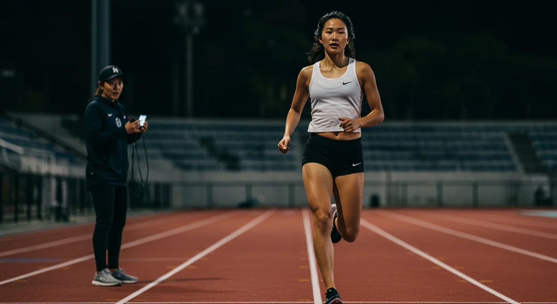 Girl Running on Track after taking Kanna Beast CBD