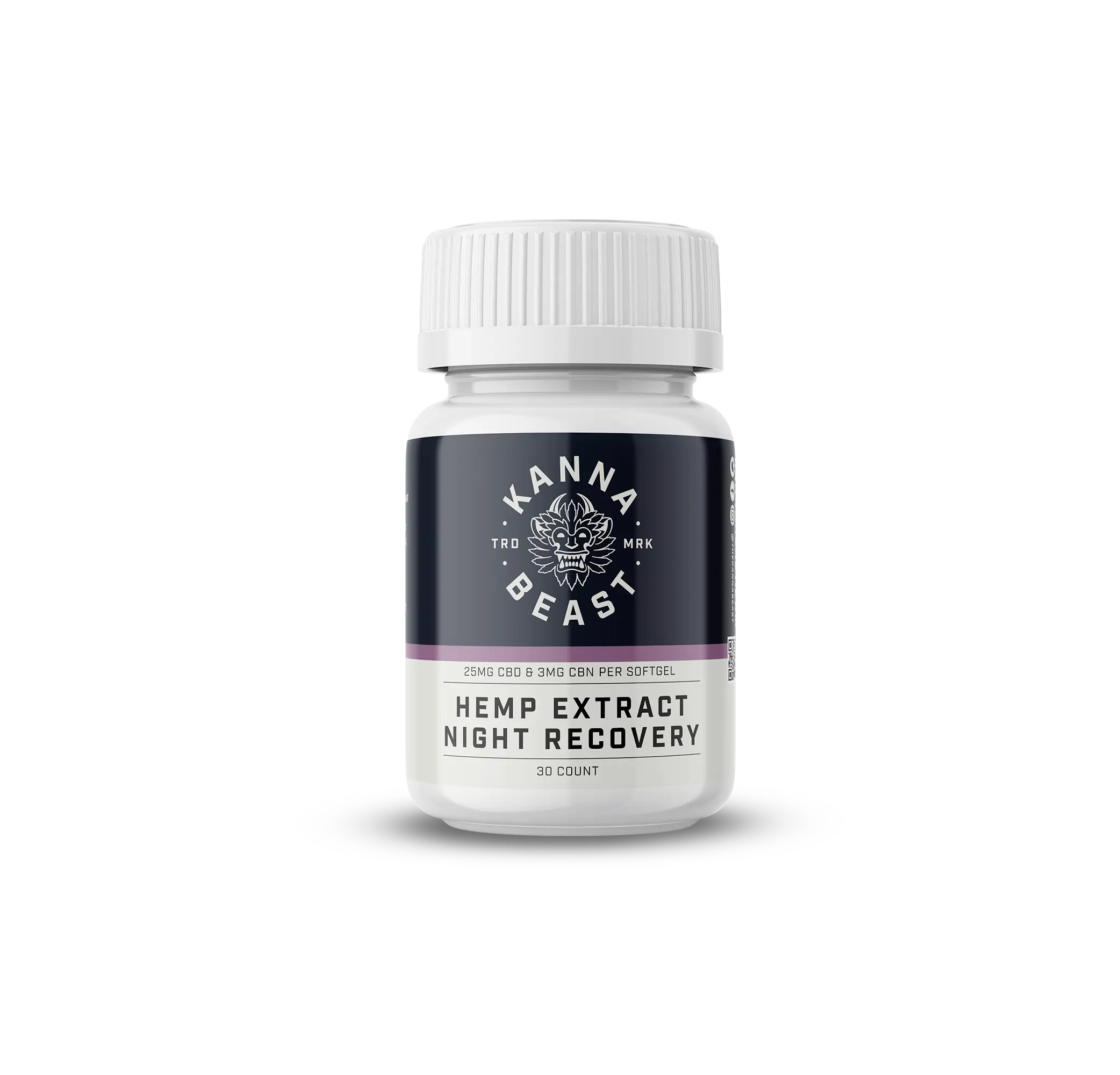 Kanna Beast Hemp Extract Night Recovery capsules bottle - 25mg CBD sleep support supplement for athletes