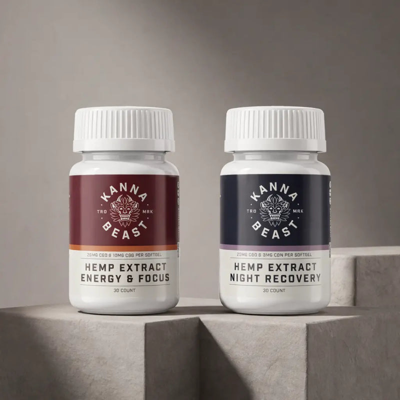 Hemp Extract Athletic Recovery Bundle - Energy Focus & Night Recovery Softgels KannabeastSupplements