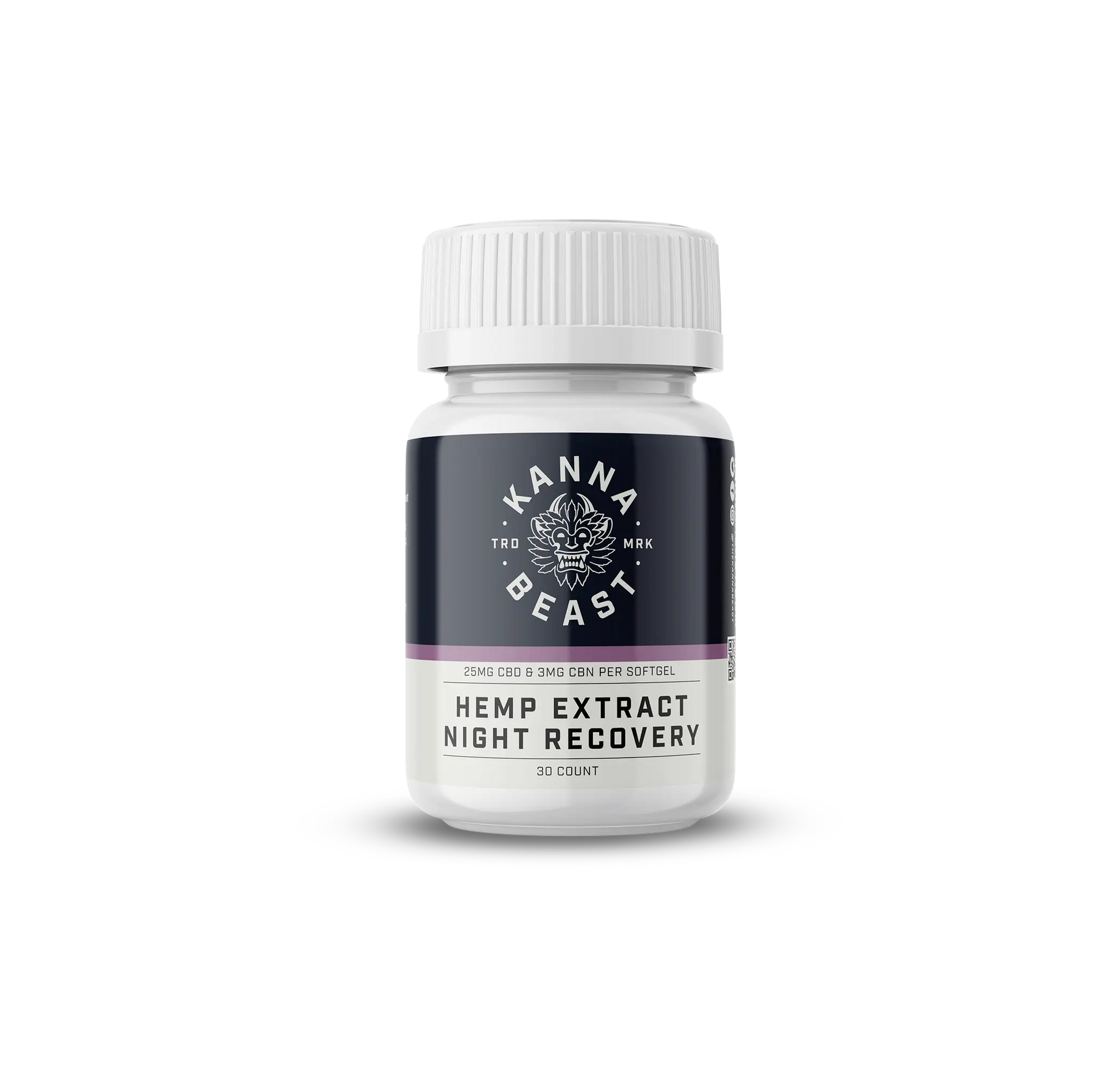 Kanna Beast Hemp Extract Night Recovery capsules bottle - 25mg CBD sleep support supplement for athletes
